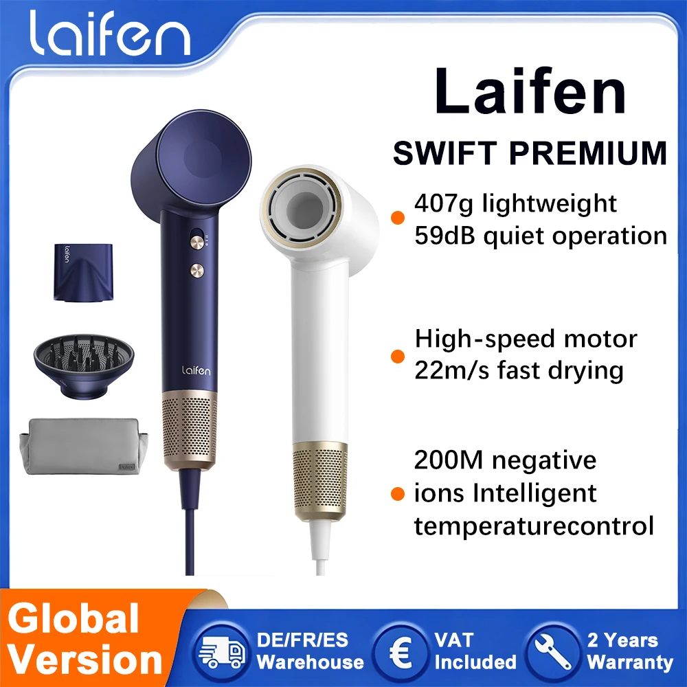 Laifen Swift Premium Haartrockner: 110.000 U/min, 200mN negative Ionen, intelligente konstante Temperatur, geräuscharm, schnelles Trocknen, leistungsstarker Haartrockner.
