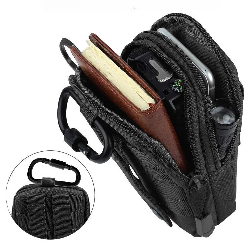 Kabury na telefon komórkowy unisex taktyczna uniwersalna kabura Molle Hip pas biodrowy pakiety torba portfel etui torebka etui na telefon z zamkiem błyskawicznym