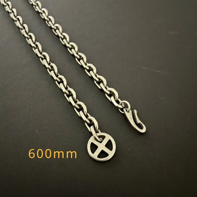 New 5.2mm TA1 Pure Titanium Angle Chain Necklace Anti Allergic Men's Neutral Burnishing Light Hip Hop Trend Unisex Natural 600mm