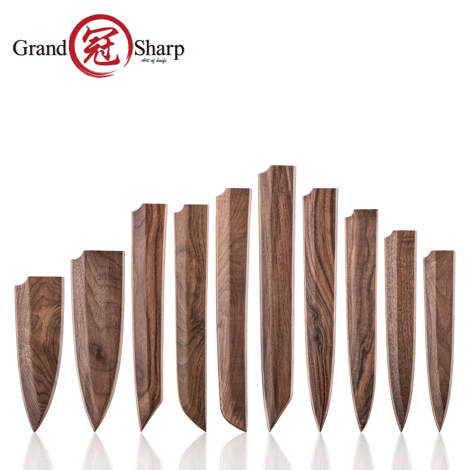 Grandsharp Walnut Wood Magnetic Saya Cover for Sashimi Knife Blade Protector Japanese Kitchen Tool Kitchen Wooden Knives Sheath