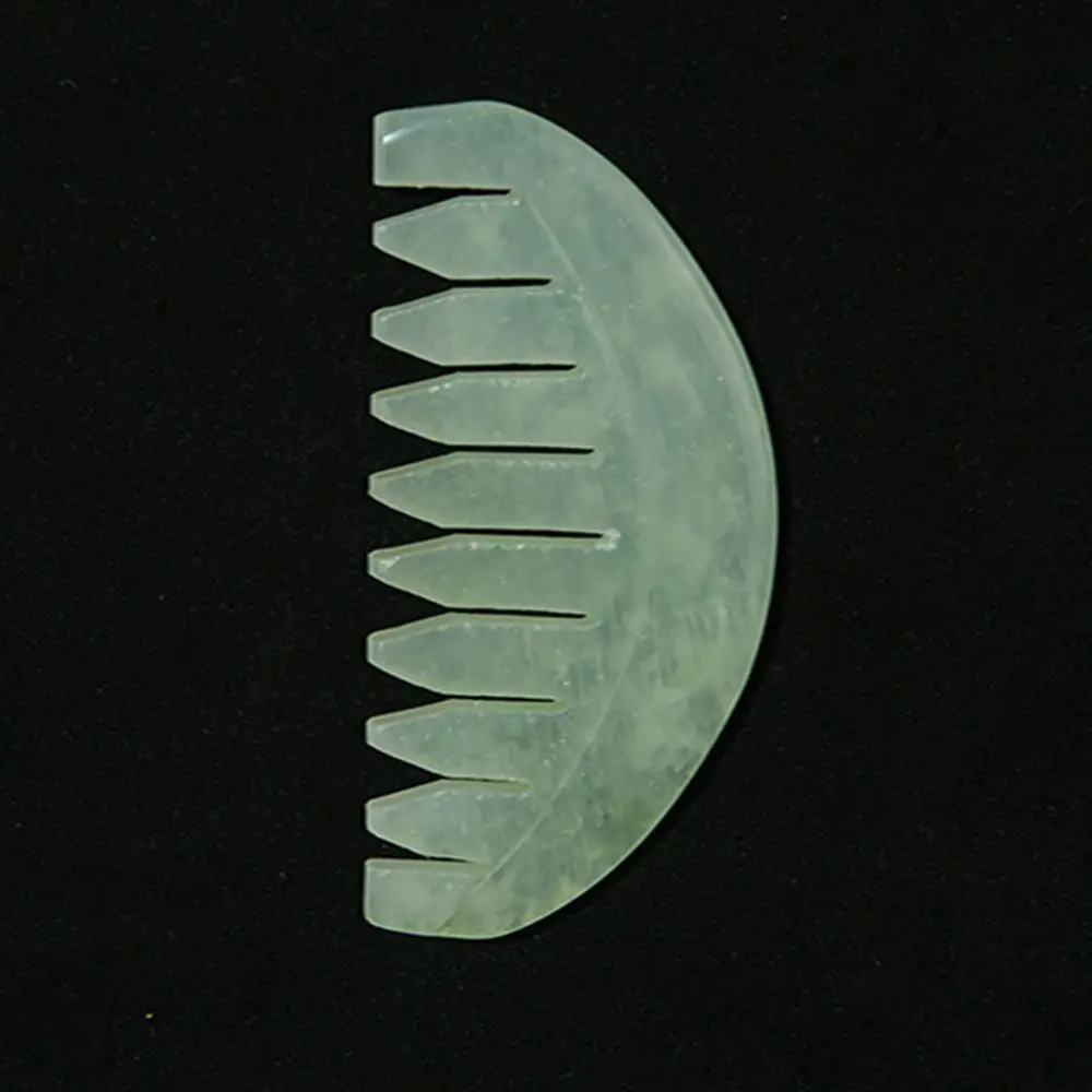 Portable Hsiuyen Jade Massage Comb Natural Classic Jade Hair Brush Retro Carving Gua Sha Board Stone Guasha