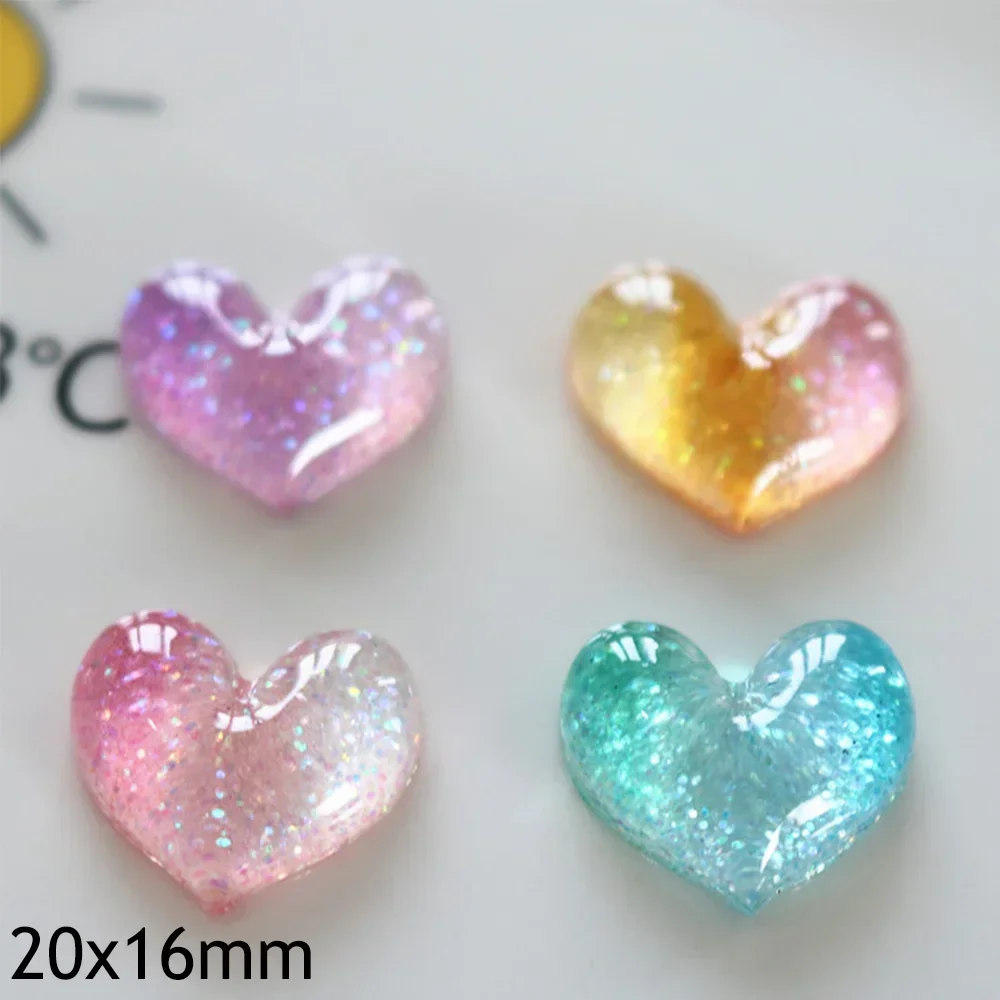 10 шт. Kawaii градиент 20x16 мм сердце плоская задняя часть смоляные кабошоны для шпильки для скрапбукинга DIY ювелирные изделия ремесло украшения аксессуары