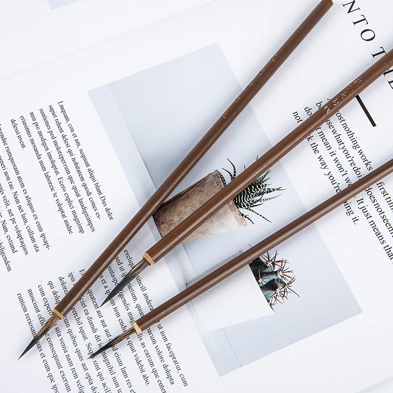 3Pcs Weasel Hair Hook Line Fine Paint Brush Calligraphy Brush Pen Art Stationary.