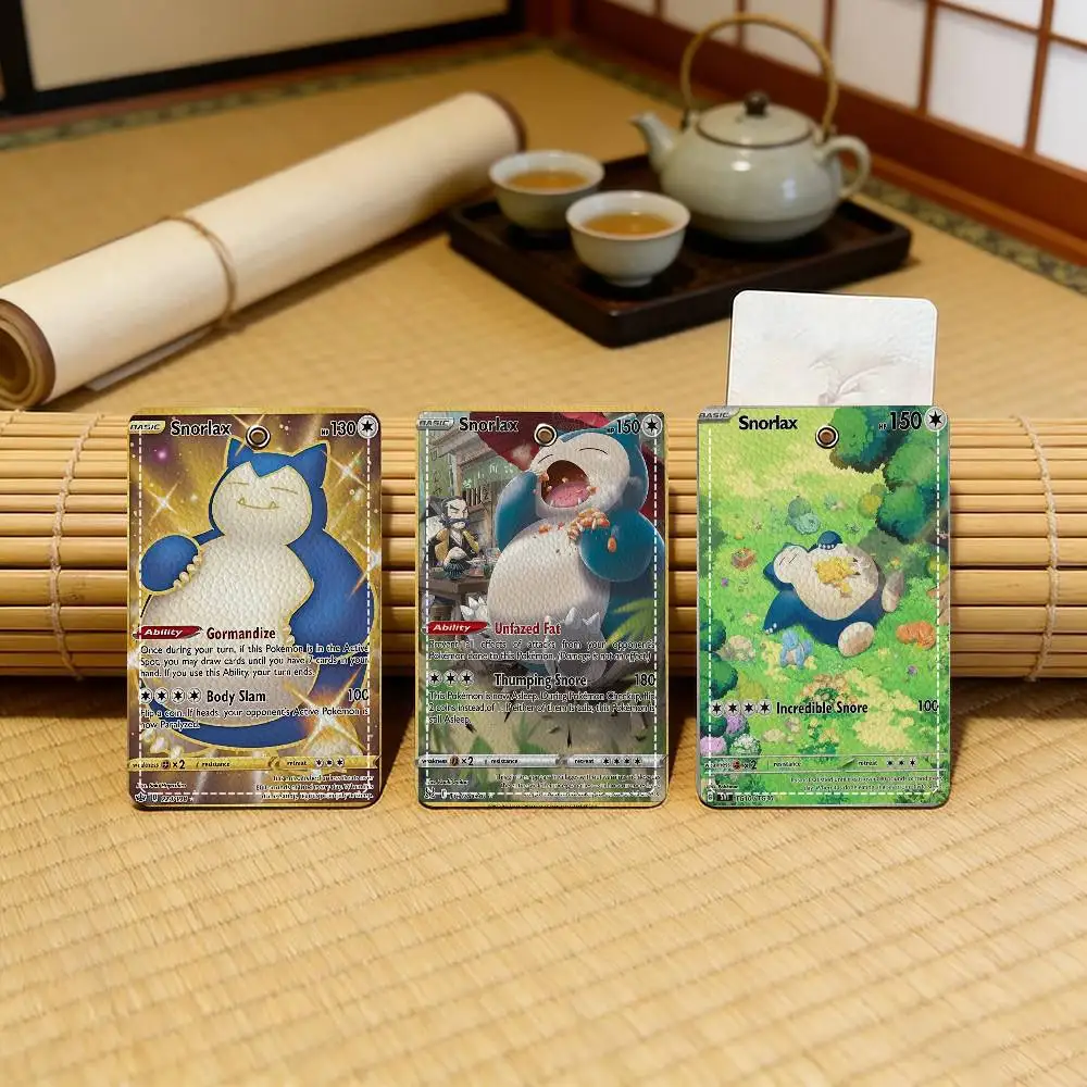 Estuche de cuero para tarjetas con diseño de Snorlax durmiendo, llavero y bolsa para tarjetas de acceso con anilla para llaves, ideal para el uso diario.