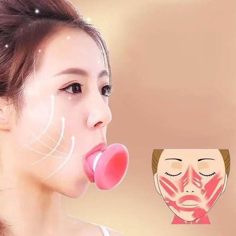 Silicone Facial Muscle Trainer Jawline Exerciser V-Line Face Lifting Tool Anti-Sagging Double Chin Reducer for Nasolabial Folds