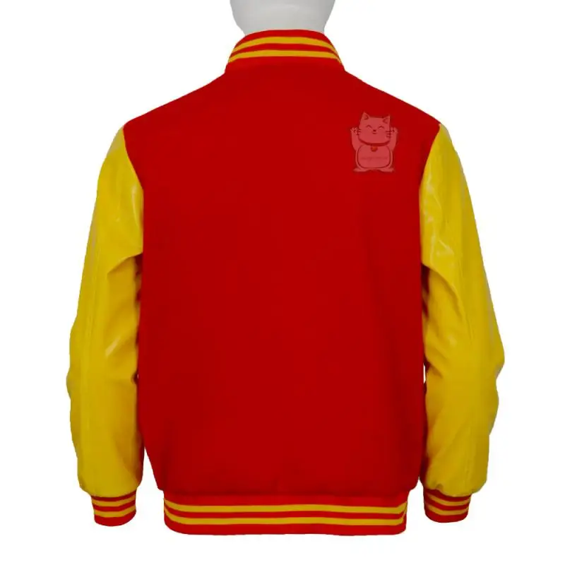 World's number one dance king Michael Jackson cosplay top school team jacket red and yellow block baseball jacket retro idol - view 3