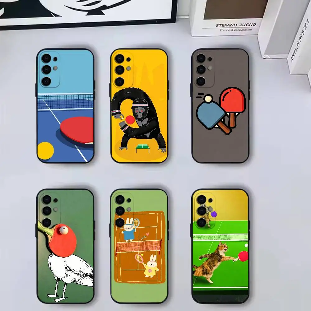 New Table Tennis Cartoon  Phone Case For Samsung S25,S24,S21,S22,S23,S30,Ultra,S20,Plus,Fe,Soft Silicone Black Cover