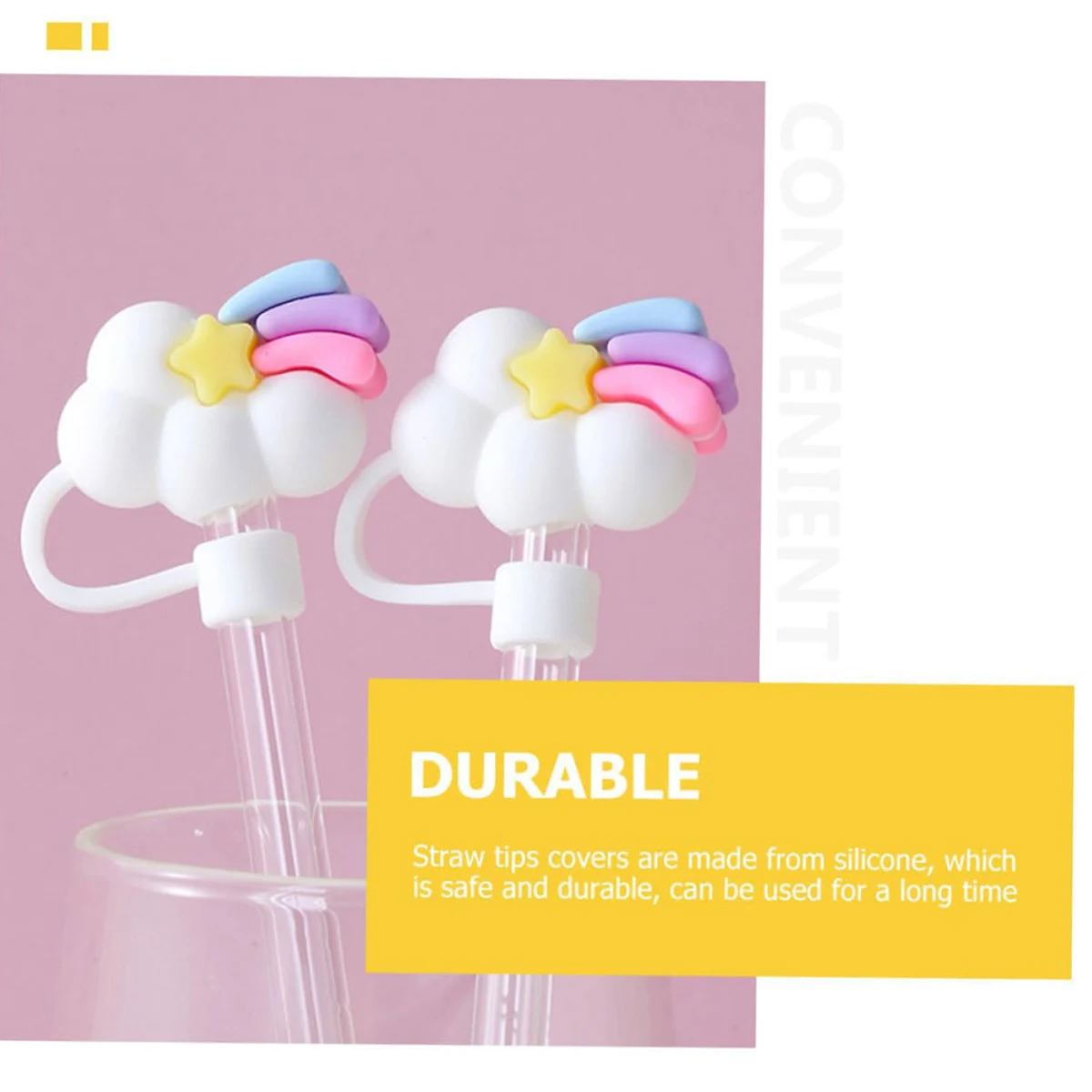 

1PC Creative Reusable Silicone Straw Plug Splash Proof Drinking Dust Cap Dust-proof Straw Tips Cover Cup Accessory Kitchen Tool