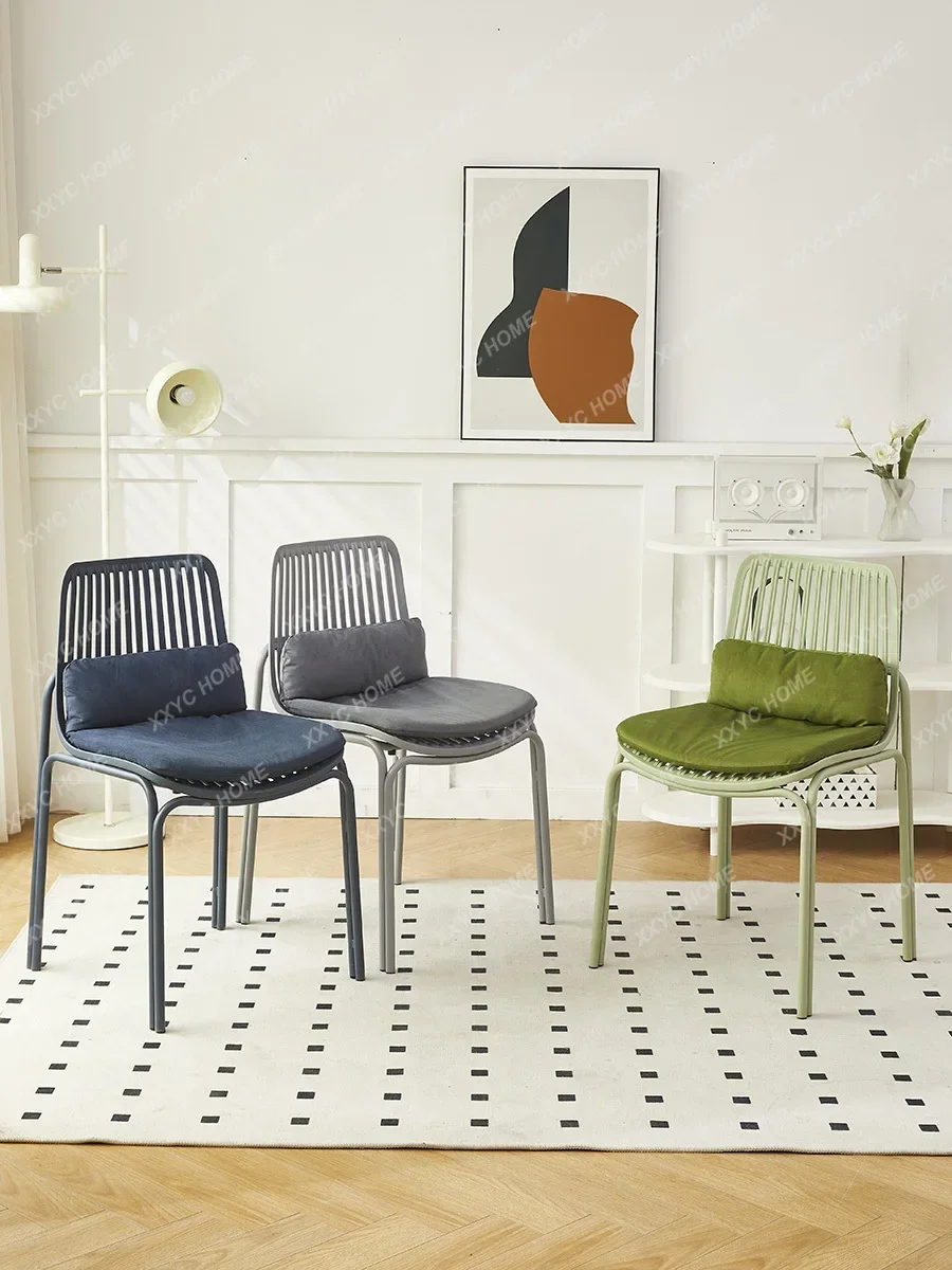 Home Simple Modern Thickened Plastic Backrest Stool Cafe Milk Tea Shop Outdoor Leisure Negotiation Chair