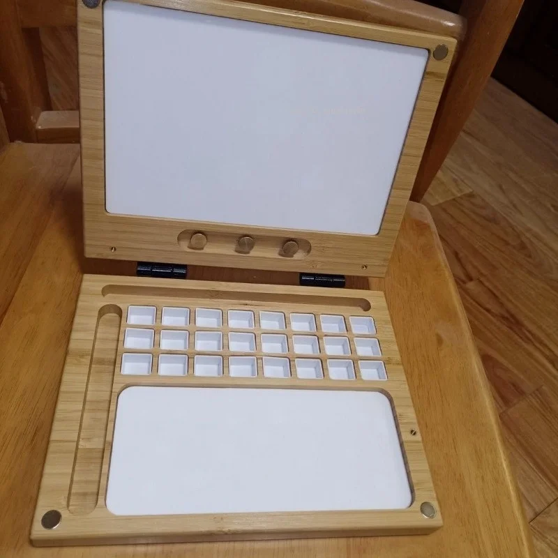 Natural Wood Palette Primary Watercolor Paints Painting Box Set Artists Students Painting Creation Outdoor Sketching Portable