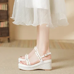 Size 31-39 Wedges Sandals With Metal Chain Summer Platform Sandals For Women Shoes Open Toe