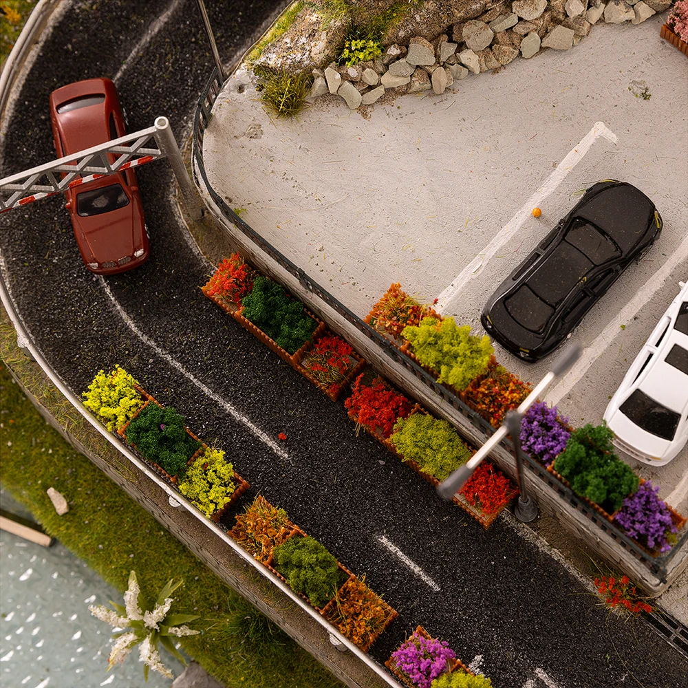 Lits de fleurs miniatures, 4 pièces, Simulation de jardin pour table de sable, aménagement Trian ferroviaire/fabrication de modèles de bricolage/décoration de jardin/Diorama