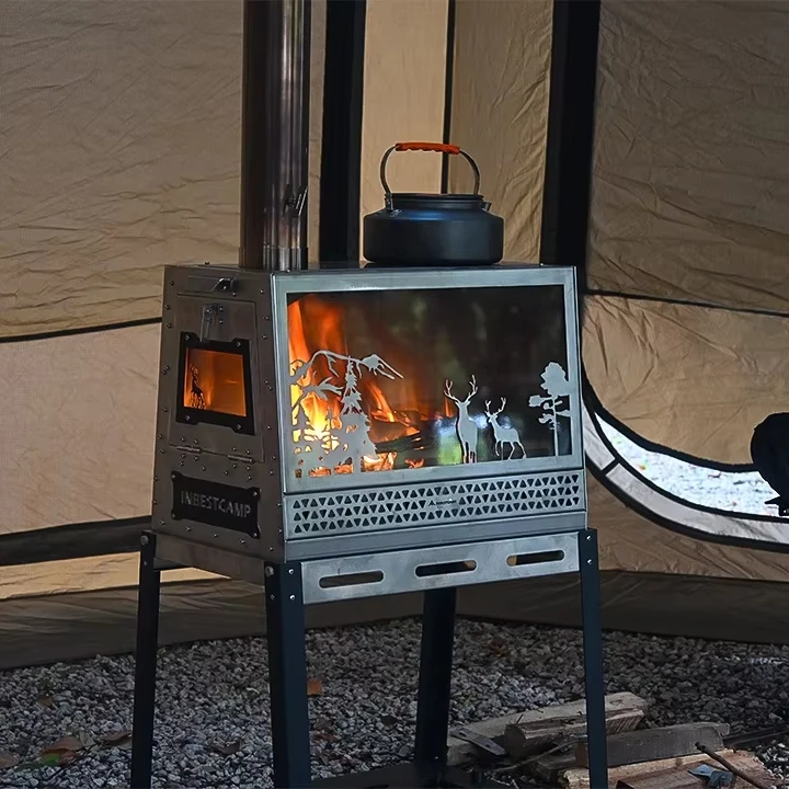 Factory Manufactured Stainless Steel Tent Stove Highly Efficient Wood-Burning Fireplaces for Outdoor Tour Heating