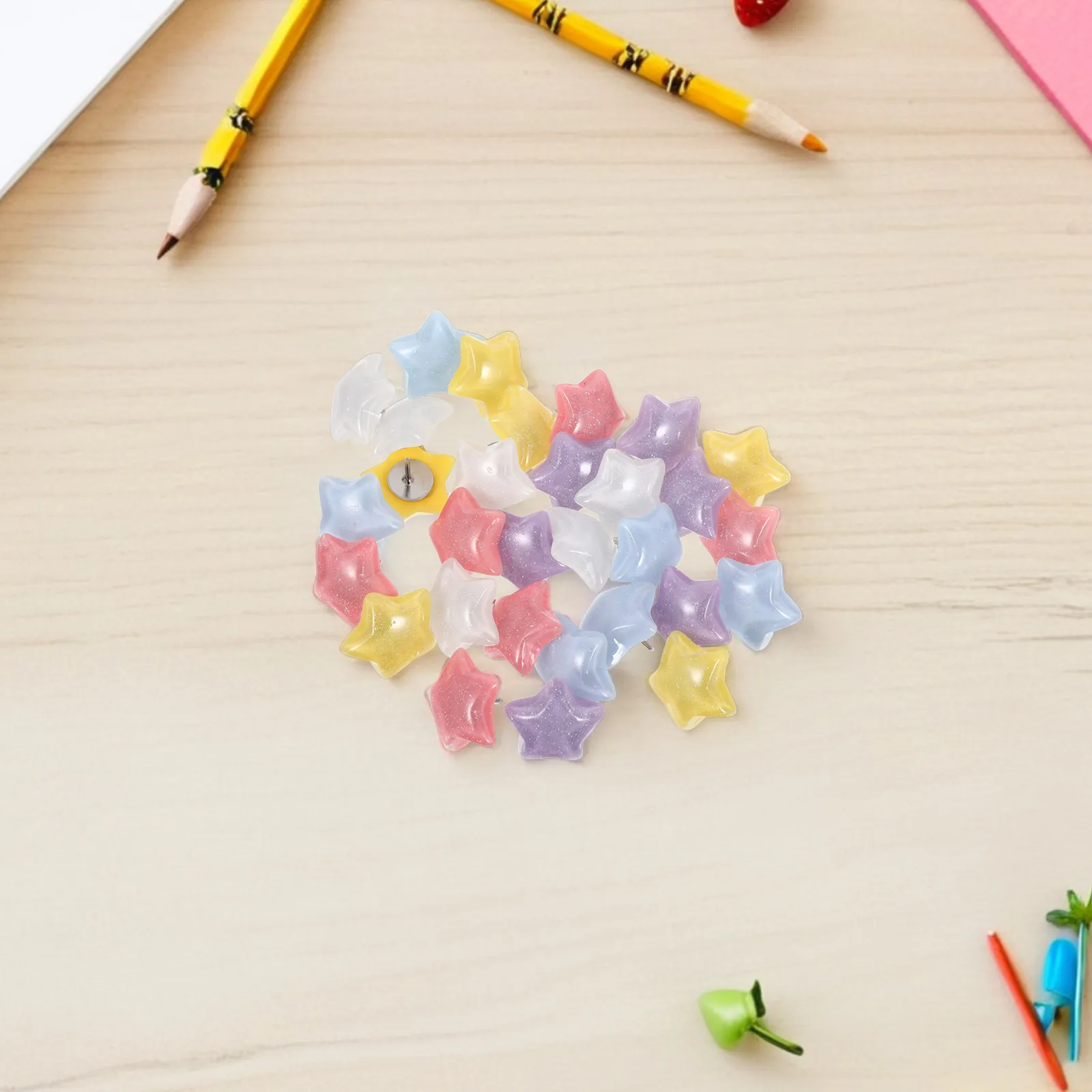 

30Pcs Star Thumb Tacks Colorful Decorative Push Pins for Bulletin Board Cork Board Wall Hangings Memo Office Classroom Supplies