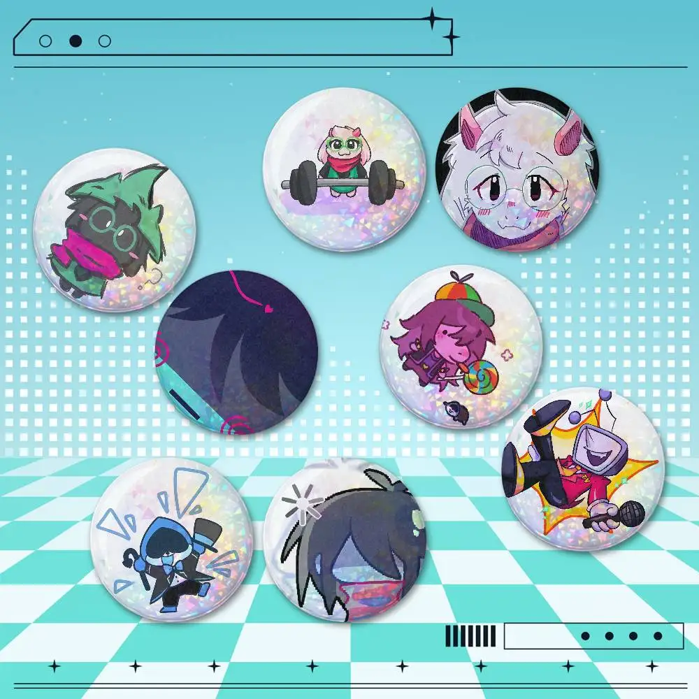Deltarune 25/32/44/58/75mm Holographic Badges 2 Pcs Set Custom Round Button Pins Bag Clothes Accessories