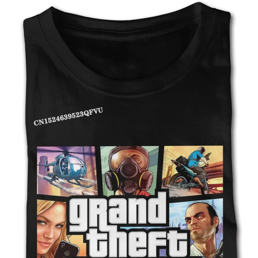 High Quality Standard GTA GRAND THEFT AUTO V Shirt Homme Grunge Fashion Designers Men Summer T-Shirt Men 90s Clothing