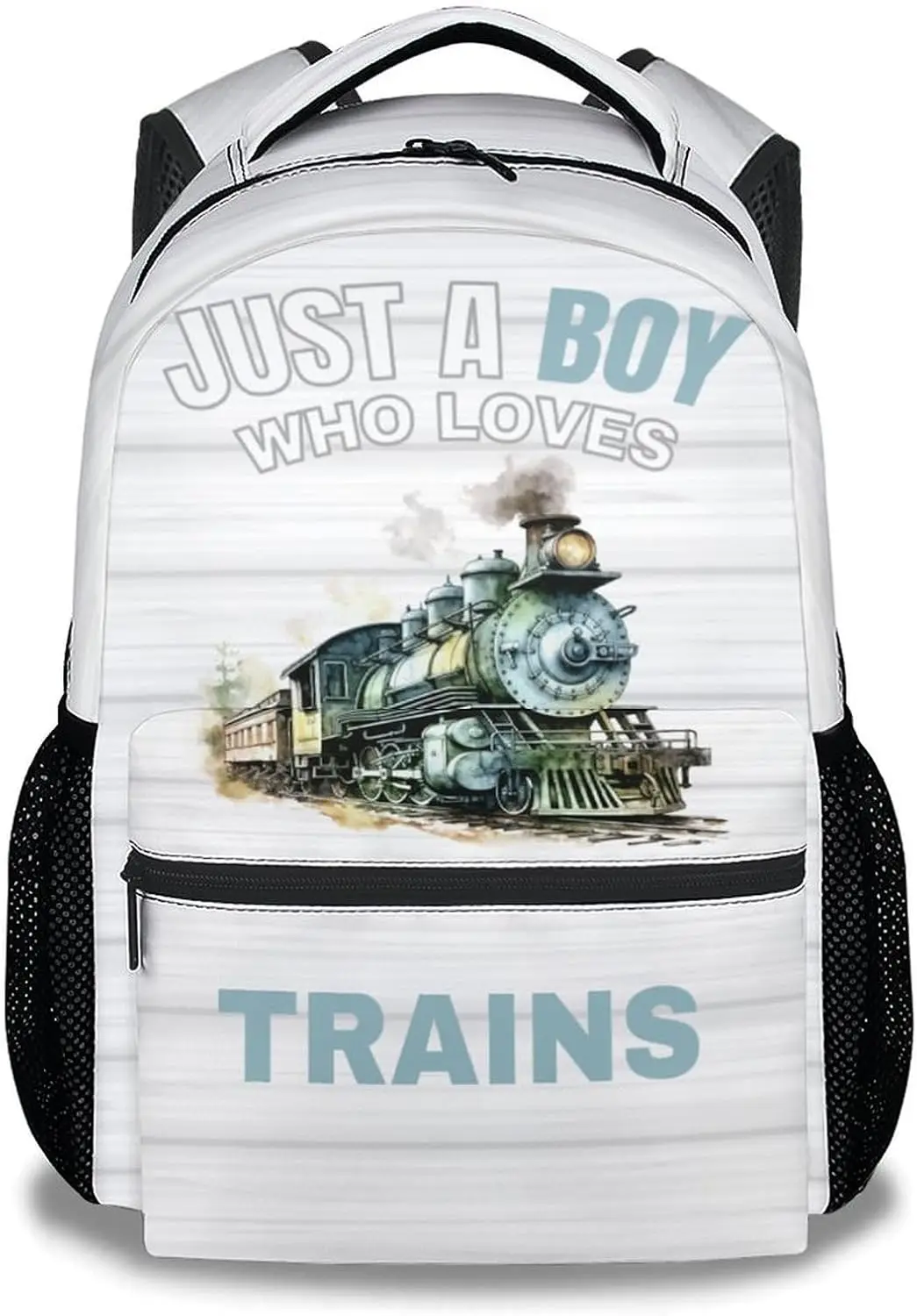

Train School Backpack for Kids, 16 Inch Blue Backpacks for Boys, Cartoon, Durable, Lightweight