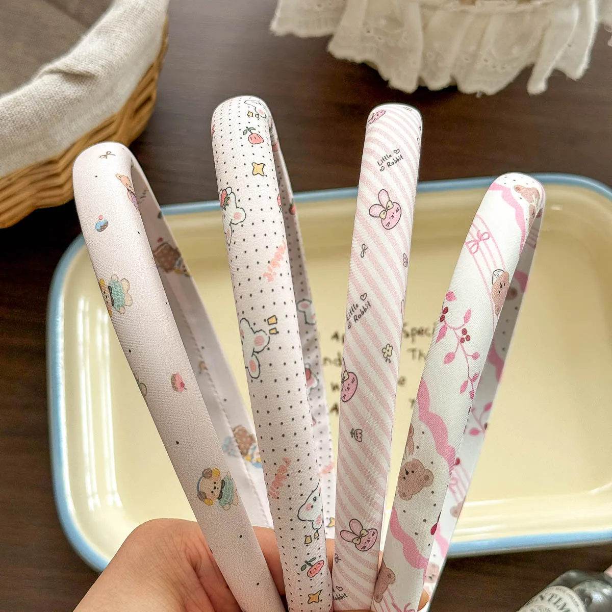 Children's Hairbands Pink Polka Dot Striped Bear Rabbit Non-slip Headband Cartoon Cute Hair Hoop Headband Girls Hair Accessories