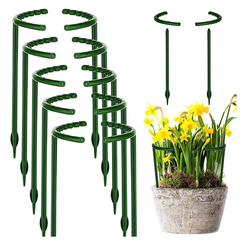 Estaca de soporte de plástico para plantas de 20 piezas, arreglo de invernadero, varilla fija semicírculo, flor de interior, soporte de escalada de vid