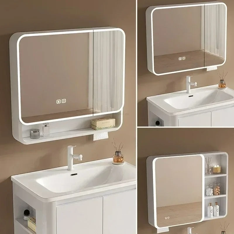 Round Corner Bathroom Cabinets Luxury Home Furniture Wall-mounted Toilet Storage Cabinet Smart Dressing Mirror Cabinet Creative