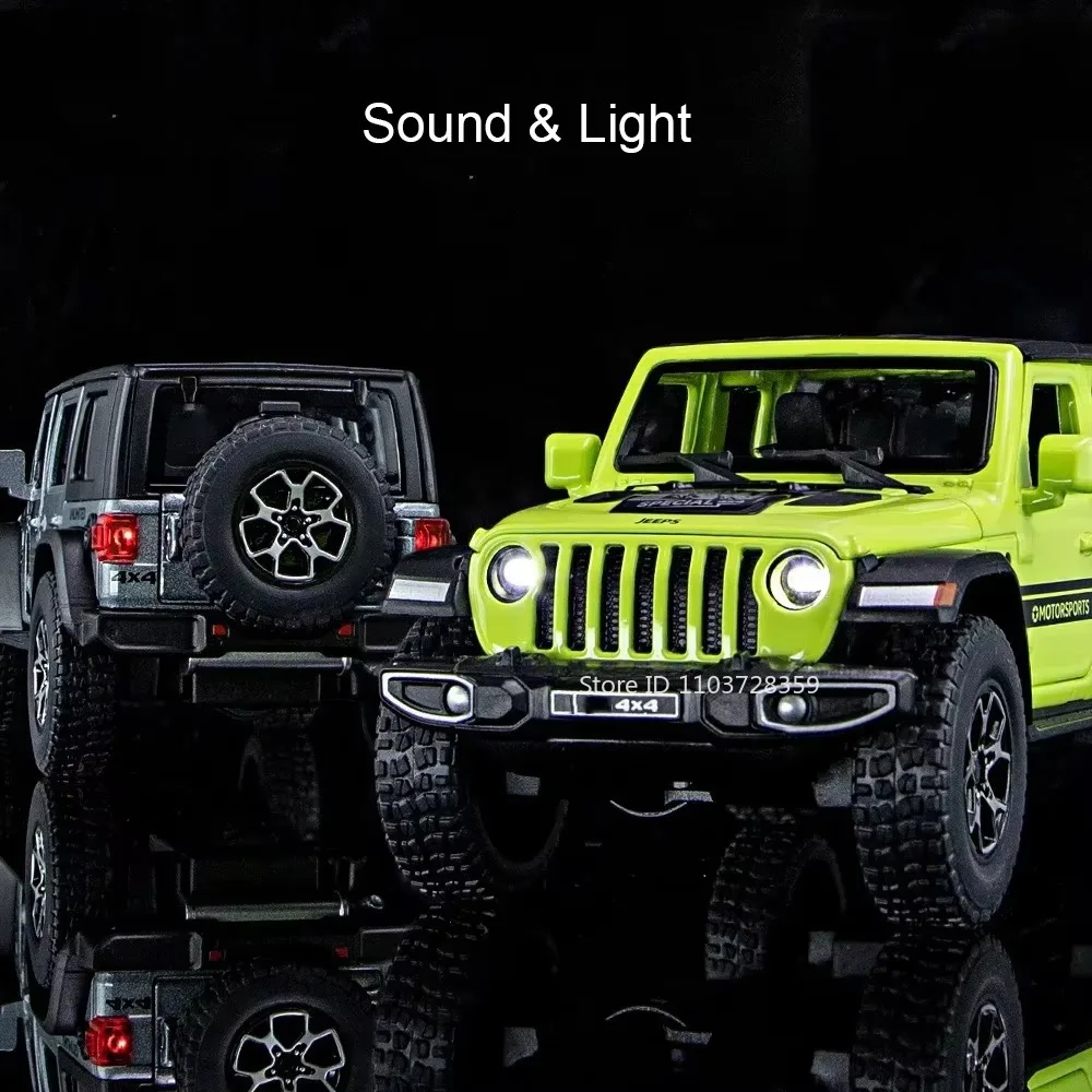 รถของเล่นโมเดลรถจี๊ปแรงเลอร์ รุ่นรูบิคอน ปี 1941 อัลลอยด์ ไดแคสต์ รถออฟโรด มีเสียง มีไฟ ประตูเปิดได้ แบบดึงหลัง ของเล่นเด็กผู้ชาย