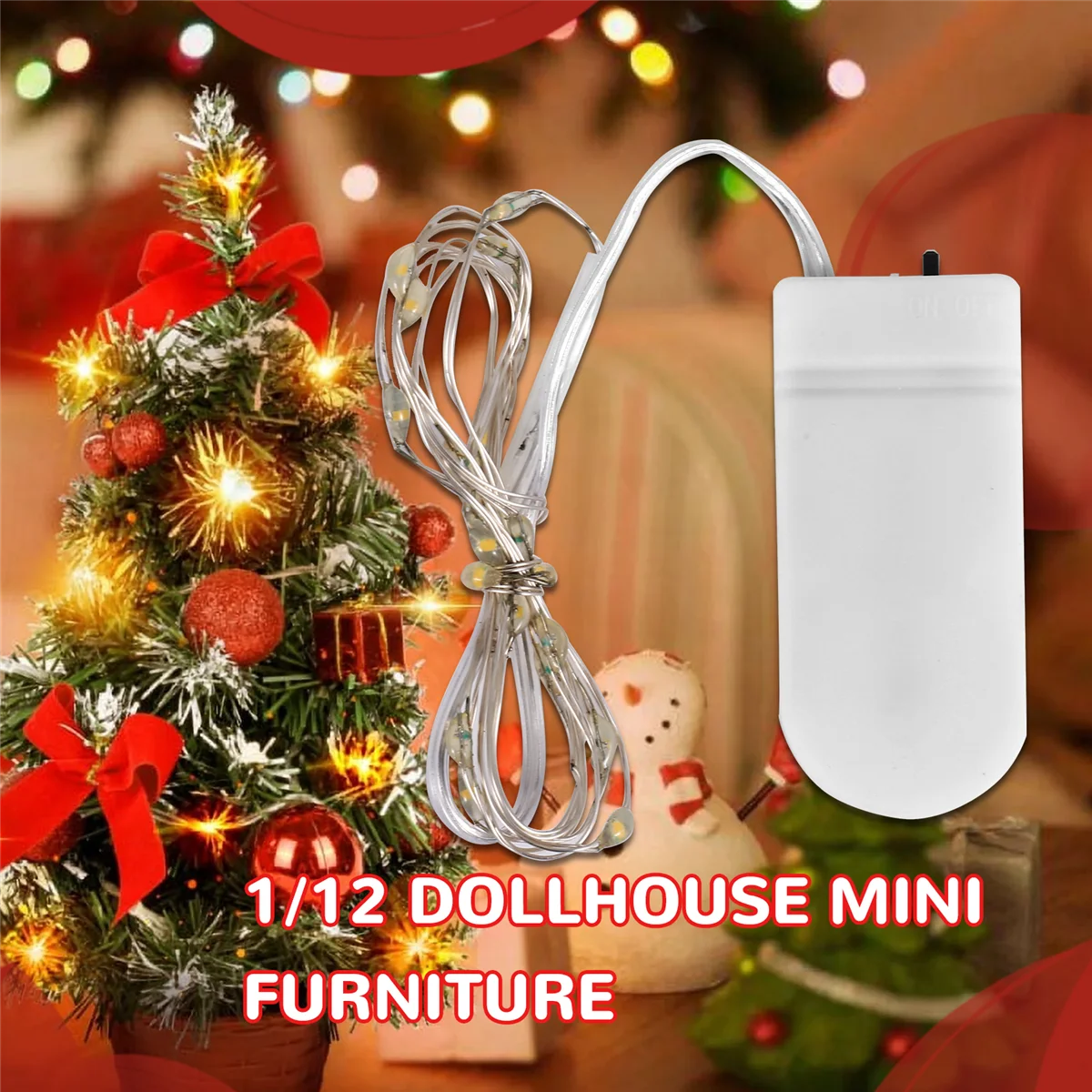 1/12 Dollhouse Miniature Led String Lights Dollhouse Christmas Tree Decor for Festival Xmas Accessories Decoration