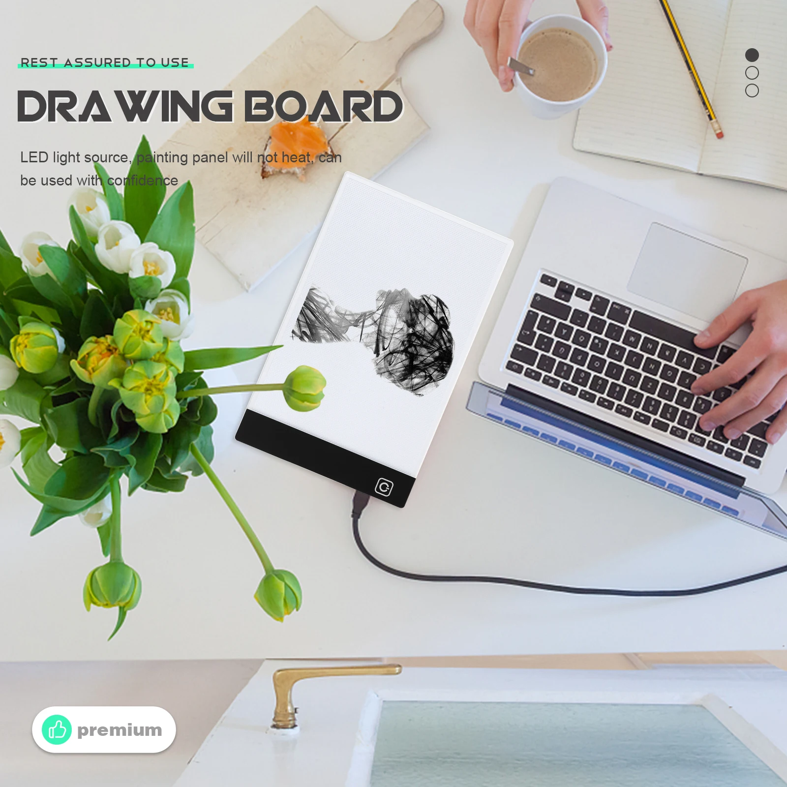 

A5 Size Board With Scale Copying Writer Board Simple Drawing Board for Student Shool Home (Three Gears Dimming, with USB Chargin