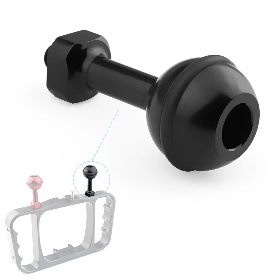 1-Zoll-Kugelkopf-Adapter 1/4 Zoll M5 verstellbare Schraube feste Halterung für GoPro SJCAM Action-Kamera Unterwasser-Tauchhalterung Tablettklemme – Detail 40