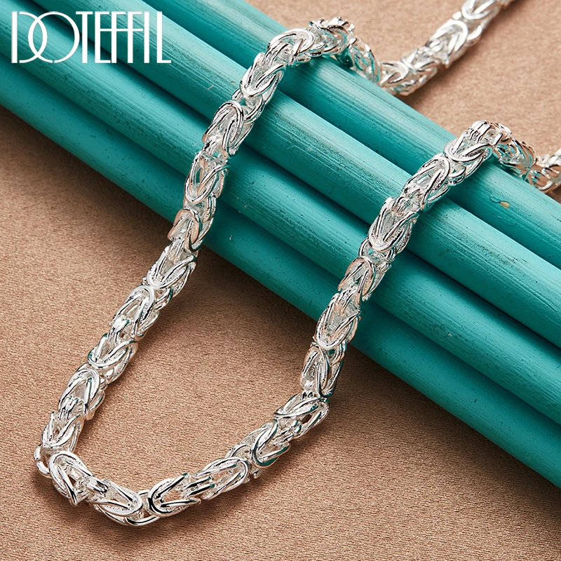 DOTEFFIL 925 Sterling Silver 20 Inch 5mm Faucet Chain Necklace For Women Man Fashion Wedding Engagement Party Charm Jewelry