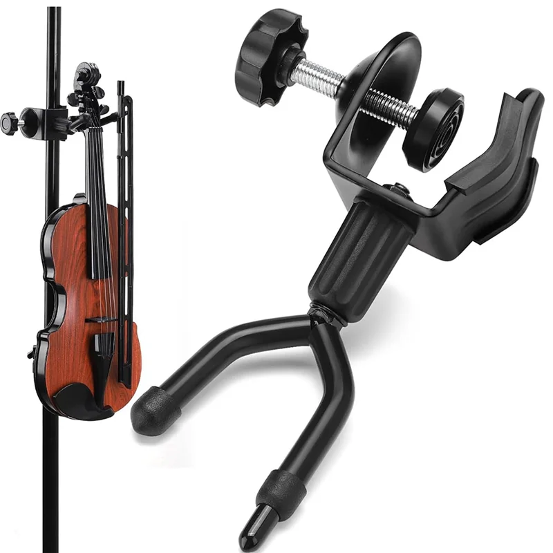 XSXS - Soporte para colgar violín 360 °   Colgador giratorio para violín y violín, soporte para micrófono para espectáculos de escenario, práctica de estudio en casa