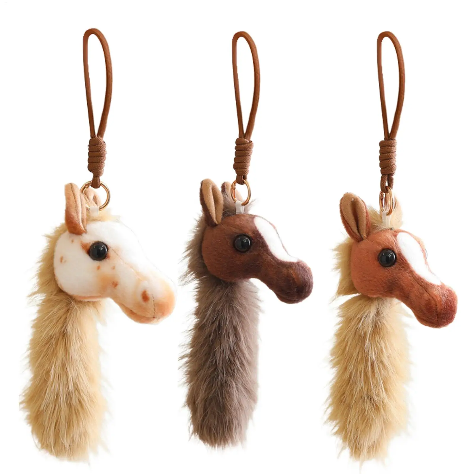 Horse Keychains for Women Horse Head Wallet Pendant Plush Keychain for Women Men Kids Purse Wallet Backpack Decoration