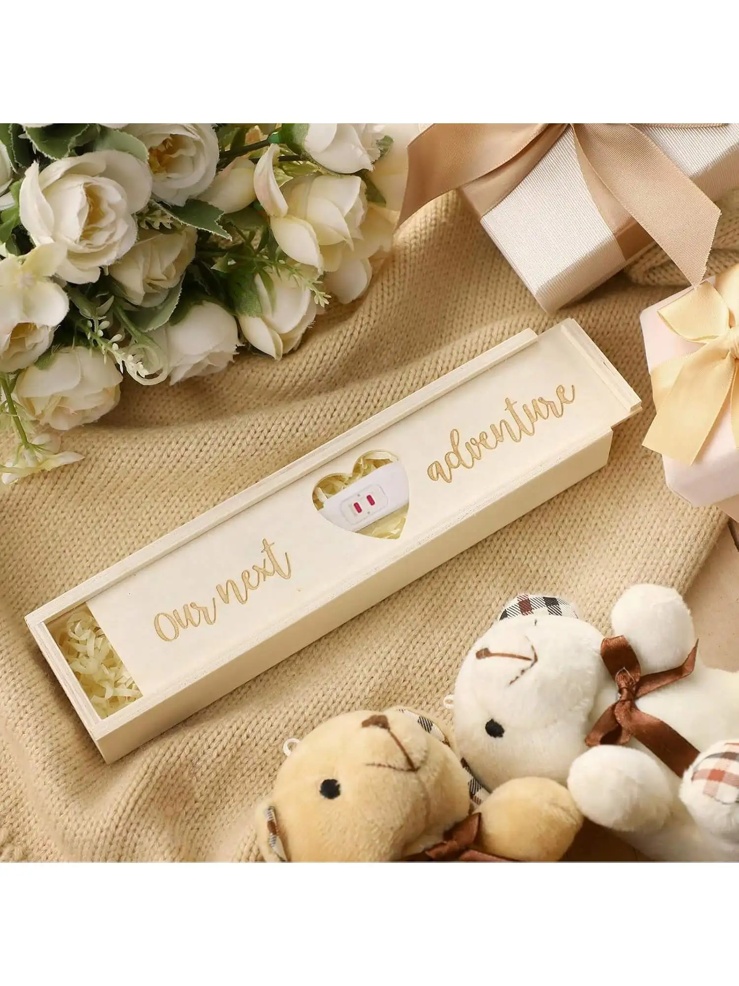 Pregnancy Test Keepsake Box Surprise Wooden Pregnancy Announcement Box Wood Baby Announced Box Baby Reveal New Year Gifts Husban