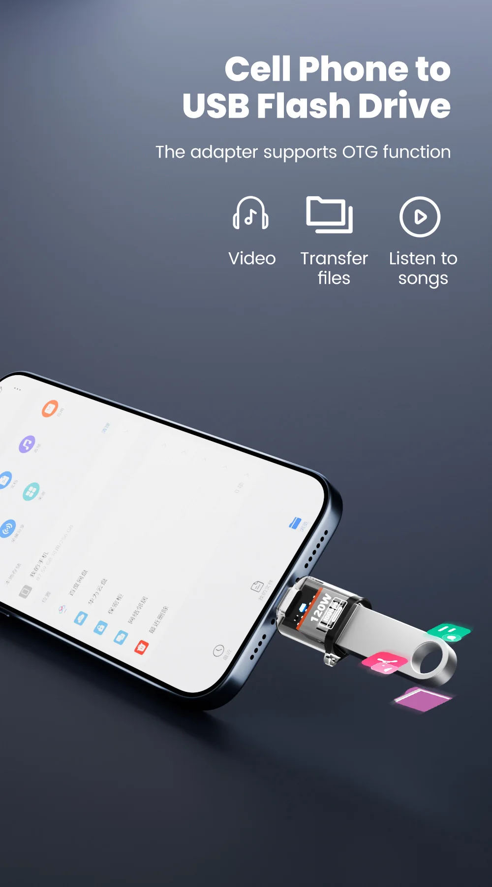 120W Fast Charging USB 3.2 to Type C Adapter OTG 10GB High Speed Data Audio Transfer For PC Tablet Xiaomi Huawei USB C Converter