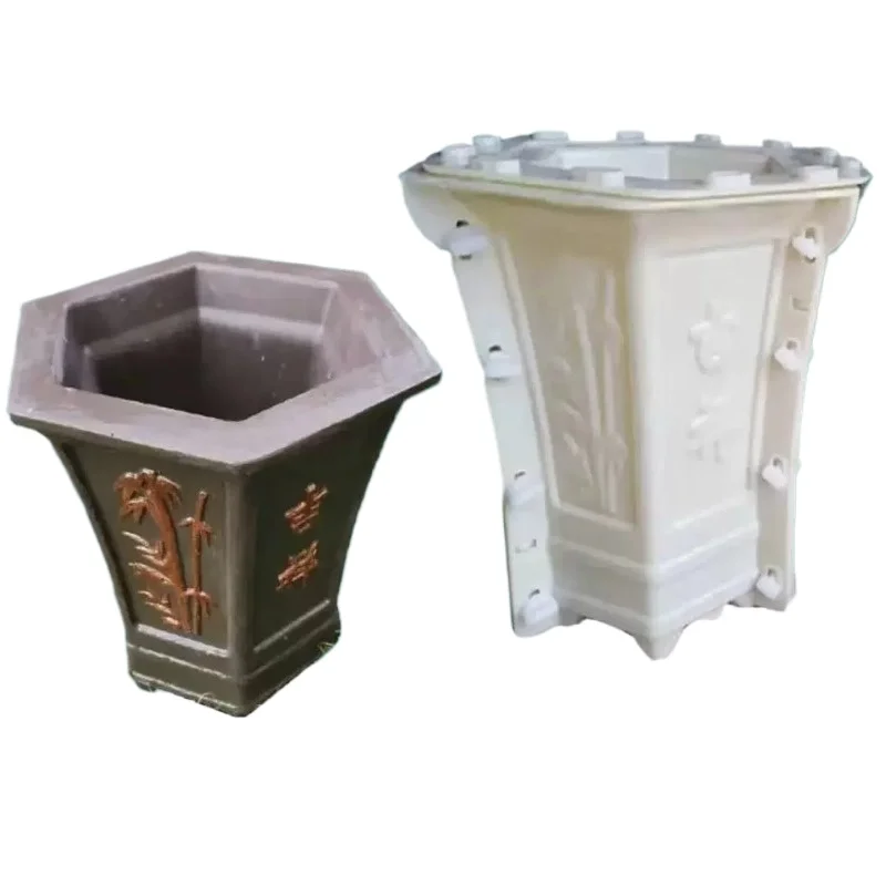 New Hexagonal Orchid Pot Mold Thickened Full Set of Cement Mold Square Bonsai Bottom Grouting Model