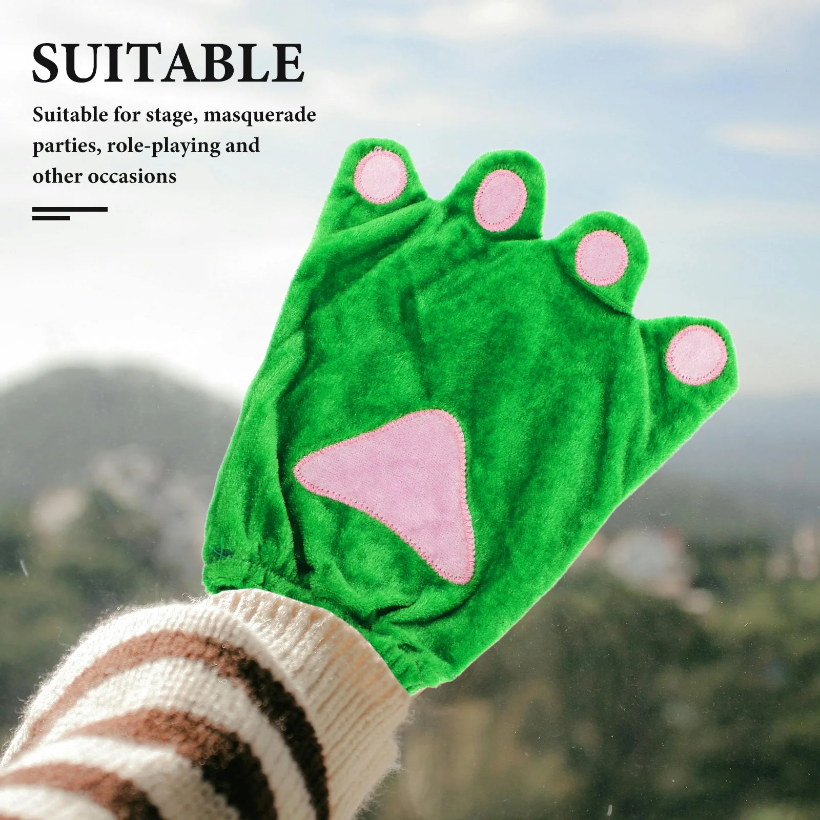 1 Pair Claw Gloves Green Animal Paw Design Soft Stretchy For Halloween Party Performance Cosplay Adults Paw Gloves