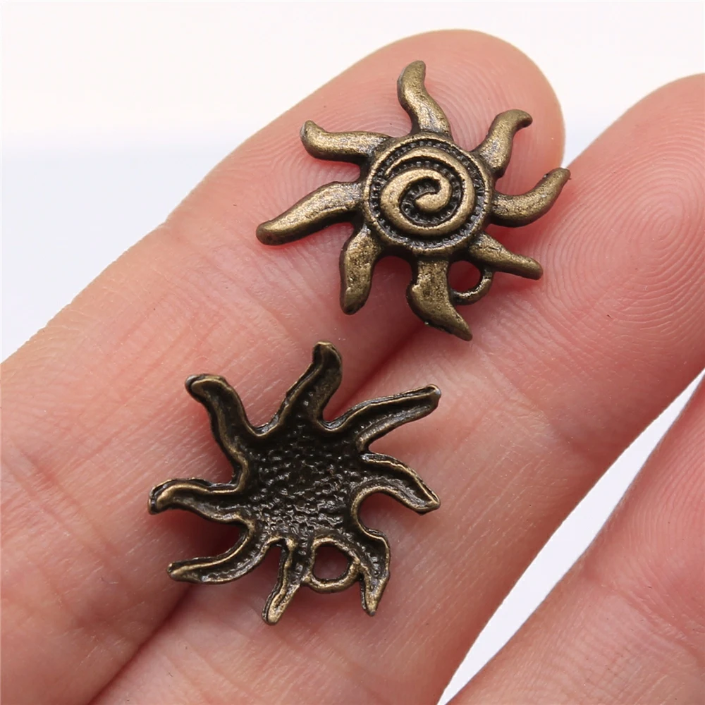 WYSIWYG 10pcs 19x17mm Sun Charm Pendants For Jewelry Making Antique Silver Color Sun Pendants Charm Sun For Jewelry Making