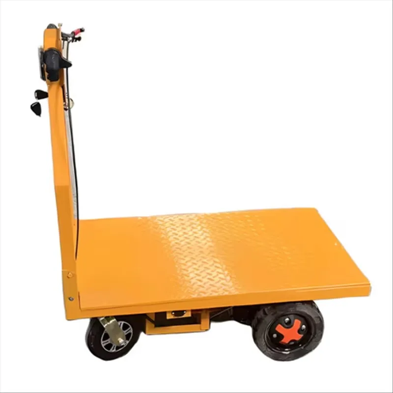 Electric Trolley Flatbed Truck Three-Wheeled Cargo-Pulling Vehicle Brick-Lifting Feature for Warehouse Construction Site Use