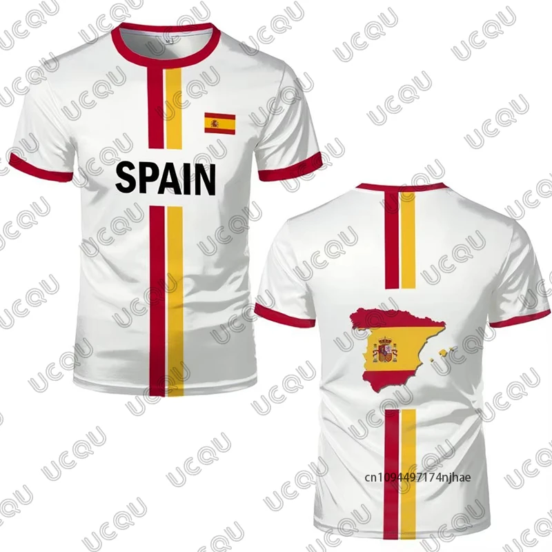 Summer New Spain Flag Print Soccer Jersey For Men Women T-Shirt Outdoor Breathable Sports Training O-neck Tees Casual Kids Tops view 3