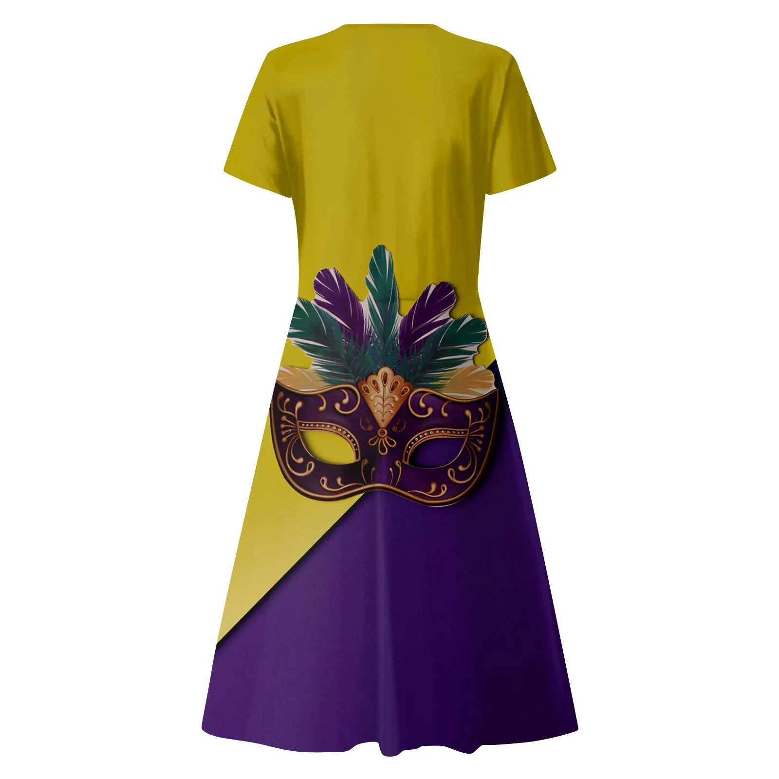 فساتين رسمية بطول الكاحل للنساء ، رقبة حرف V ، أكمام طويلة ، كرنفال مطبوع ، فساتين رسمية للفتيات