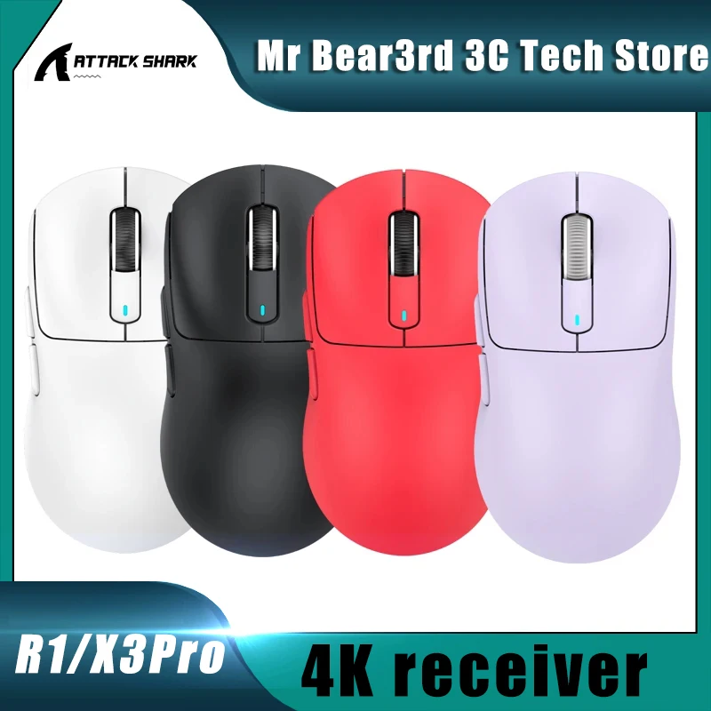 Attack Shark X3 Wireless Mouse Paw3395 Sensor Three Modes Low Latency Lightweight Gaming Mouse Ergonomics Pc Gamer Accessories