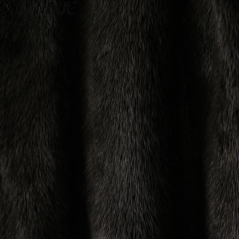 معطف فرو المنك الطبيعي من AYUNSUE للسيدات وصل حديثًا معاطف وسترات شتوية للسيدات ملابس أنيقة طويلة للنساء شوبانا Жénska