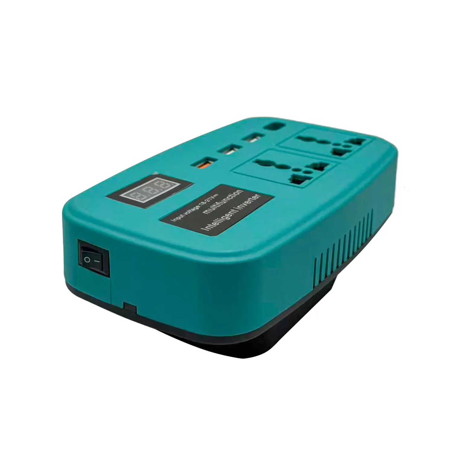 

Battery converter adapter DC to AC 220V smart inverter with USB charging ports for powering appliances up to 110