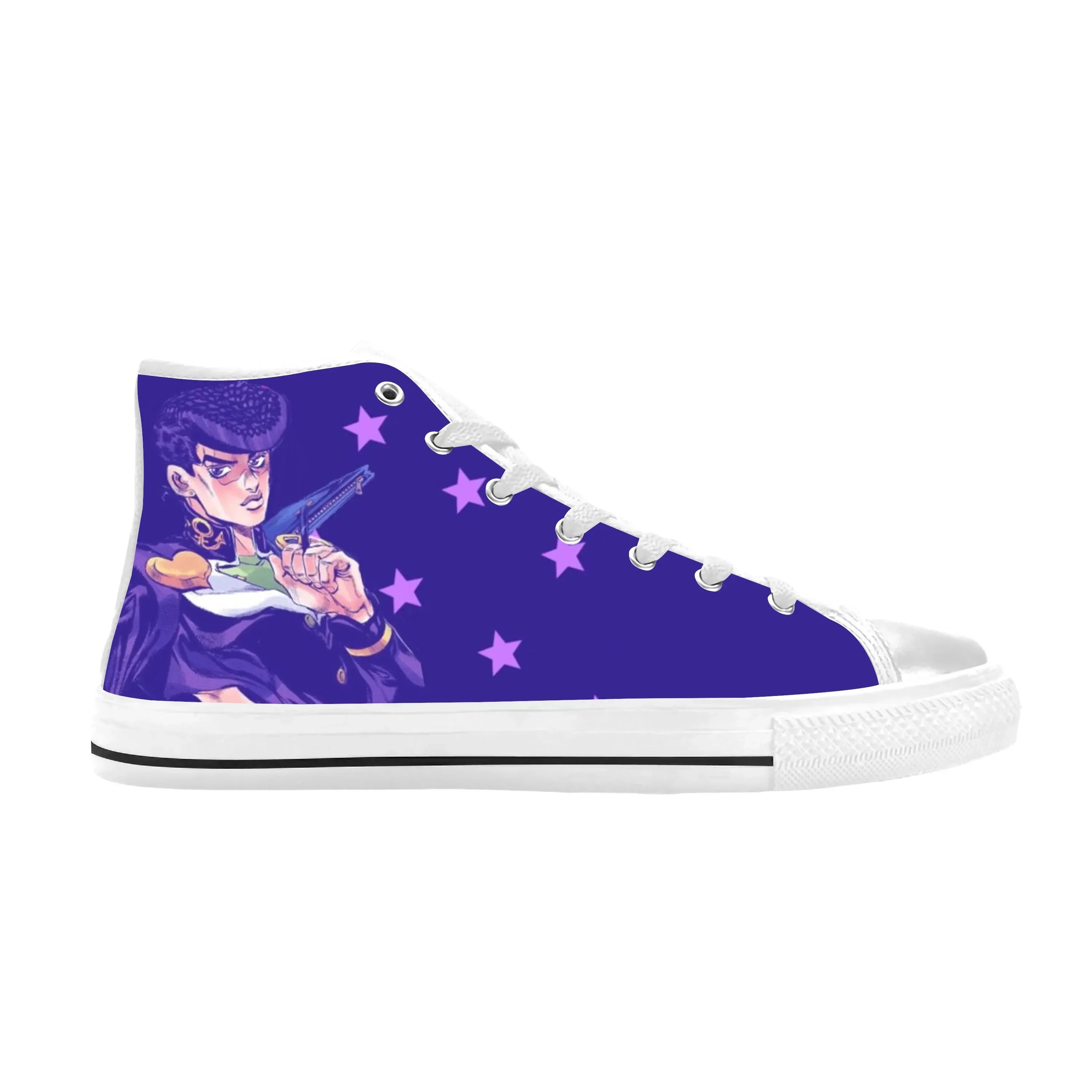 Anime Jojo Bizarre Adventure Higashikata Josuke Casual Cloth Shoes High Top Comfortable Breathable 3D Print Men Women Sneakers