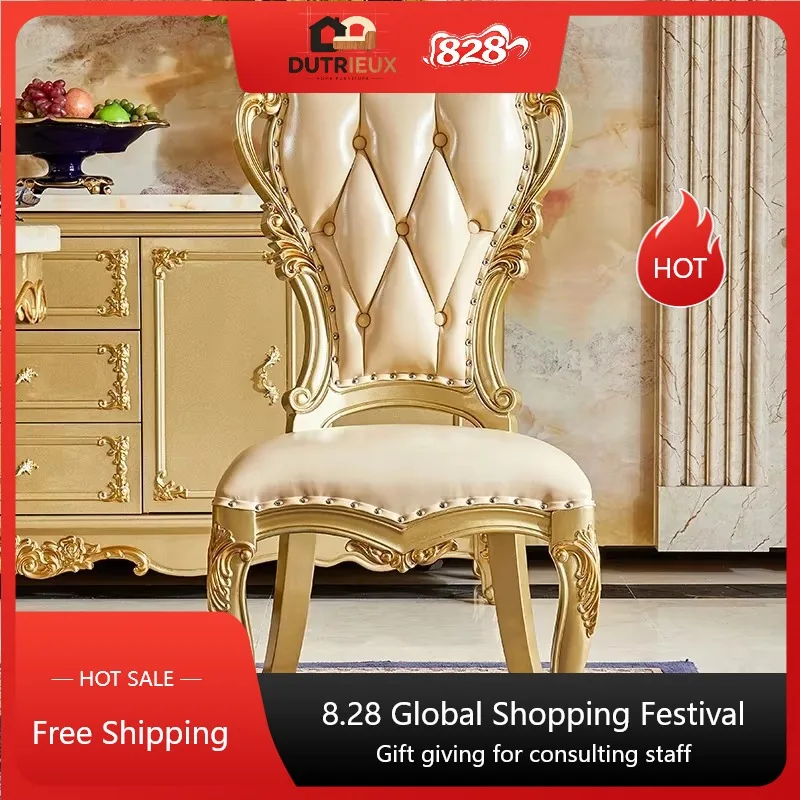Gold Designer Fancy Dining Chairs Restaurants Modern Luxury Living Room Chairs Lounge Occasional Sillas Para Comedor Furniture