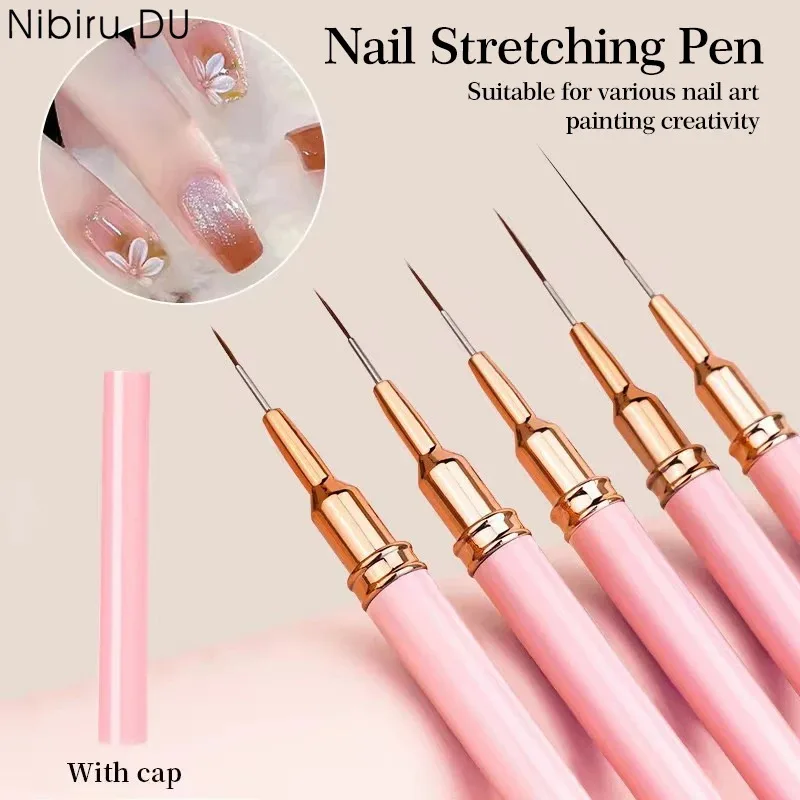 5PCS Nail Art Liner Brush Set For UV Gel French Stripe Line Painting Drawing Flower Pen Professional Manicure Brushes Tool