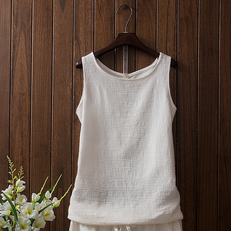 Cotton Linen Tank Tops Women Summer Clothing 2023 New Solid Casual Sleeveless Shirts Female Vintage Vest Top Soft Confort Blusas