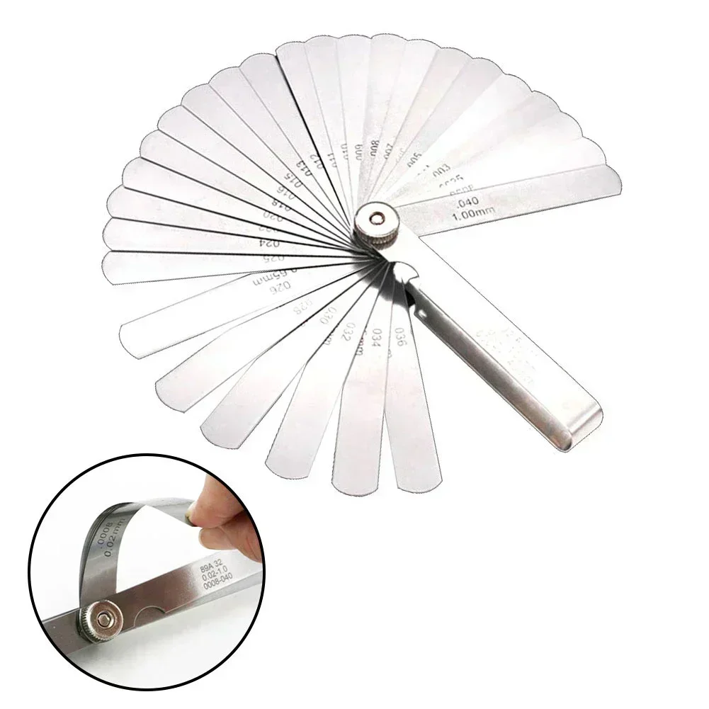32 Blades Feeler Gauge Stainless Steel Metric 0.02-1.00mm Gap Filler Tune Up Gauge Filler Gauge Valve Clearance Measurement Tool