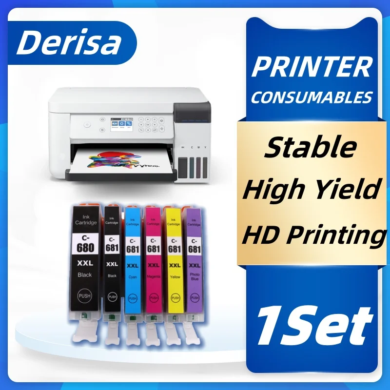 1 set PGI-680 CLI-681 Ink Cartridge for Canon PIXMA TR7560 TR8560 TS6160 TS6260 TS8160 TS8260 TS9160 TS9560 TS706 Printer