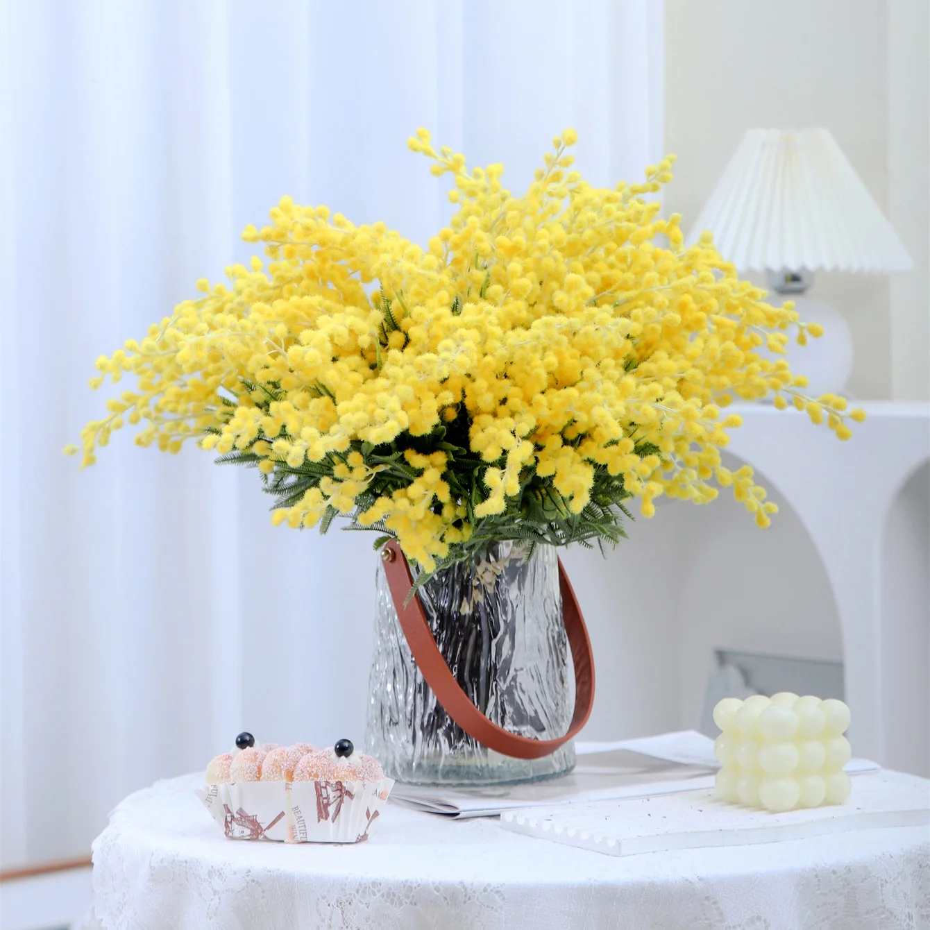 

1Bundle (5pcs) 40cm Artificial Flower Acacia Flower Home and Bedroom Ornaments, Christmas and Other Holiday Decorations