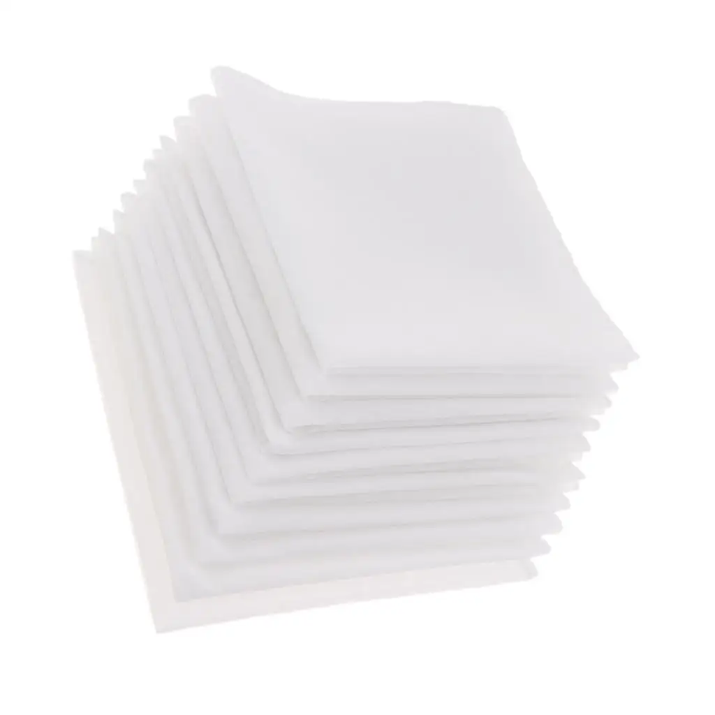 Men’s Cotton Handkerchief Set Pure White Smooth Fabric Handkerchiefs Pocket Square for Wedding or Formal Suit
